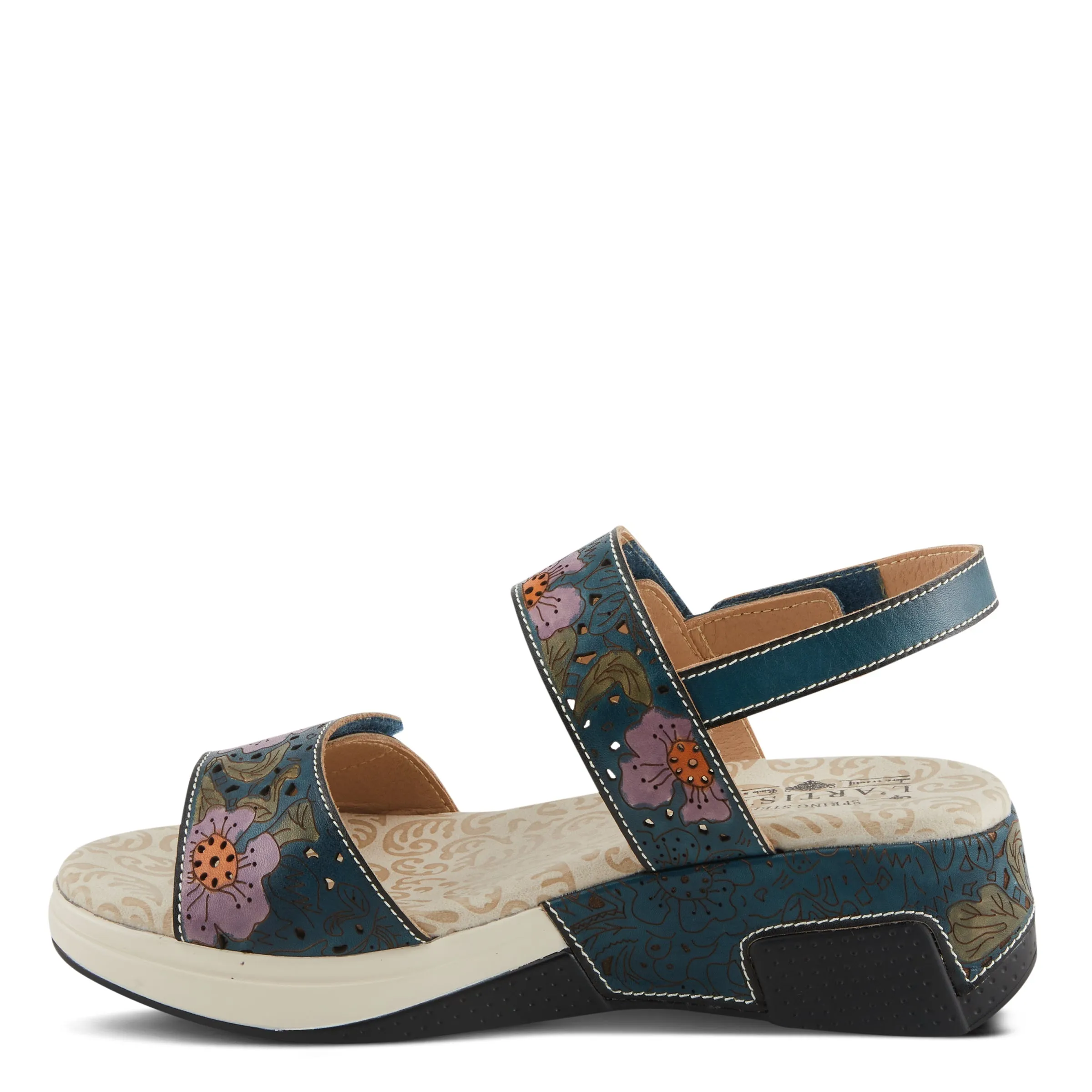 Spring Step Shoes  L'Artiste Caitlina Sandals Women's Leather Floral Design