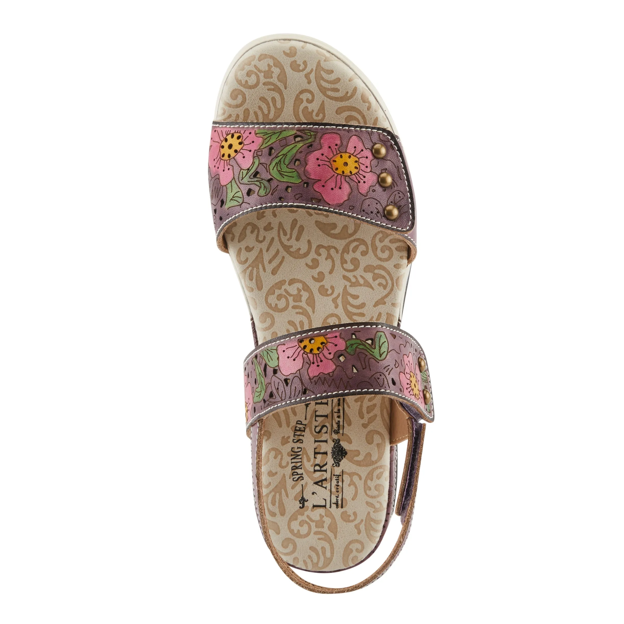 Spring Step Shoes  L'Artiste Caitlina Sandals Women's Leather Floral Design