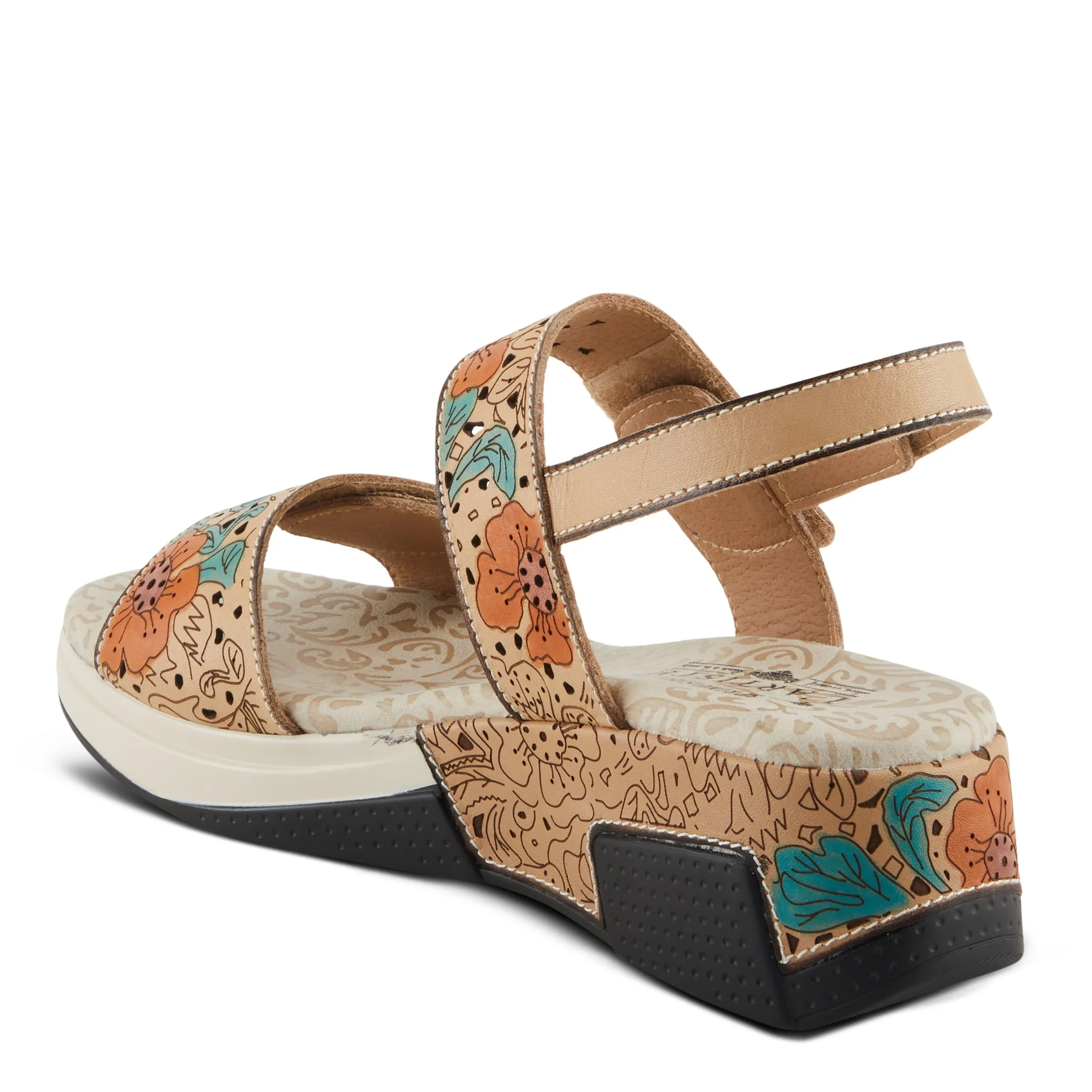 Spring Step Shoes  L'Artiste Caitlina Sandals Women's Leather Floral Design