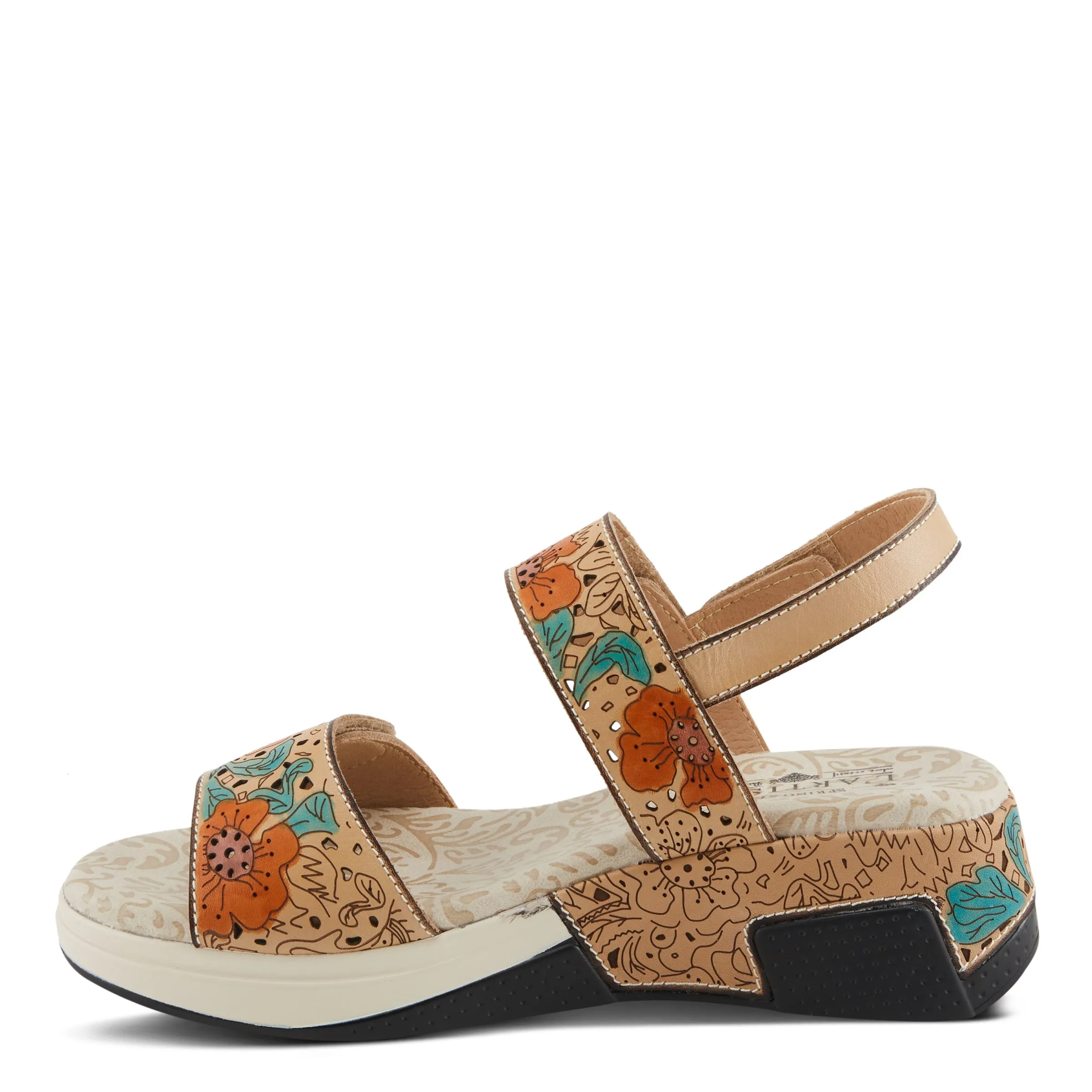 Spring Step Shoes  L'Artiste Caitlina Sandals Women's Leather Floral Design