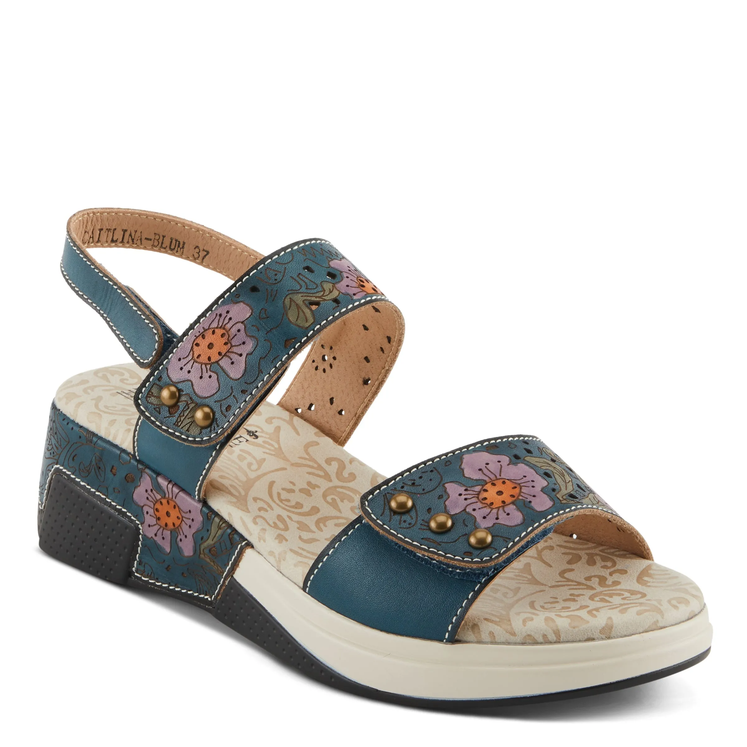 Spring Step Shoes  L'Artiste Caitlina Sandals Women's Leather Floral Design