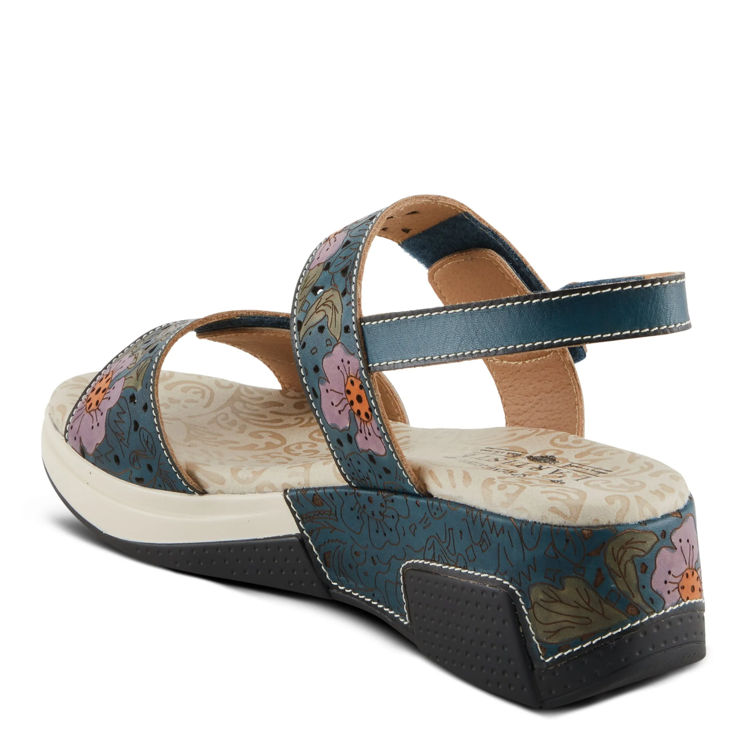 Spring Step Shoes  L'Artiste Caitlina Sandals Women's Leather Floral Design