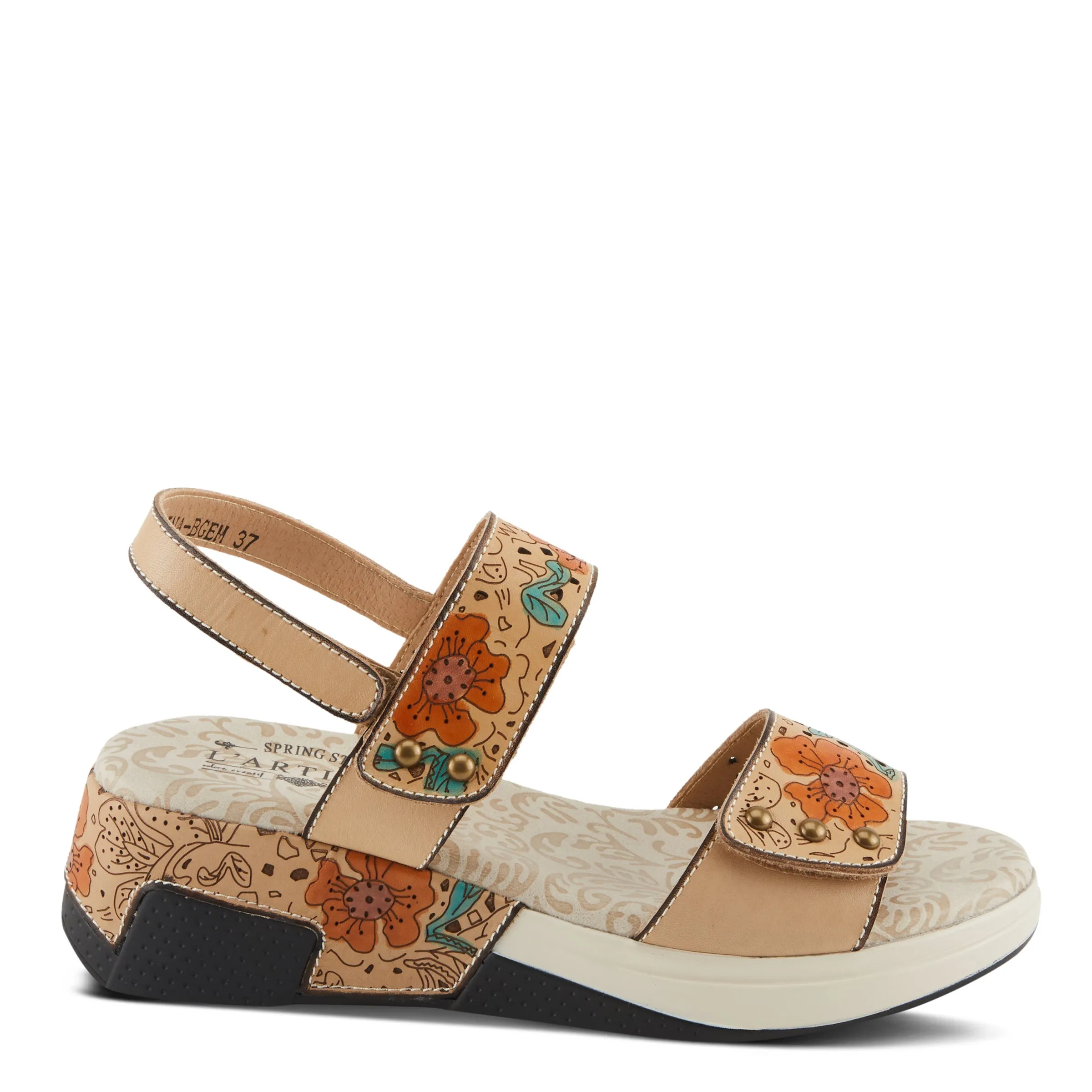 Spring Step Shoes  L'Artiste Caitlina Sandals Women's Leather Floral Design