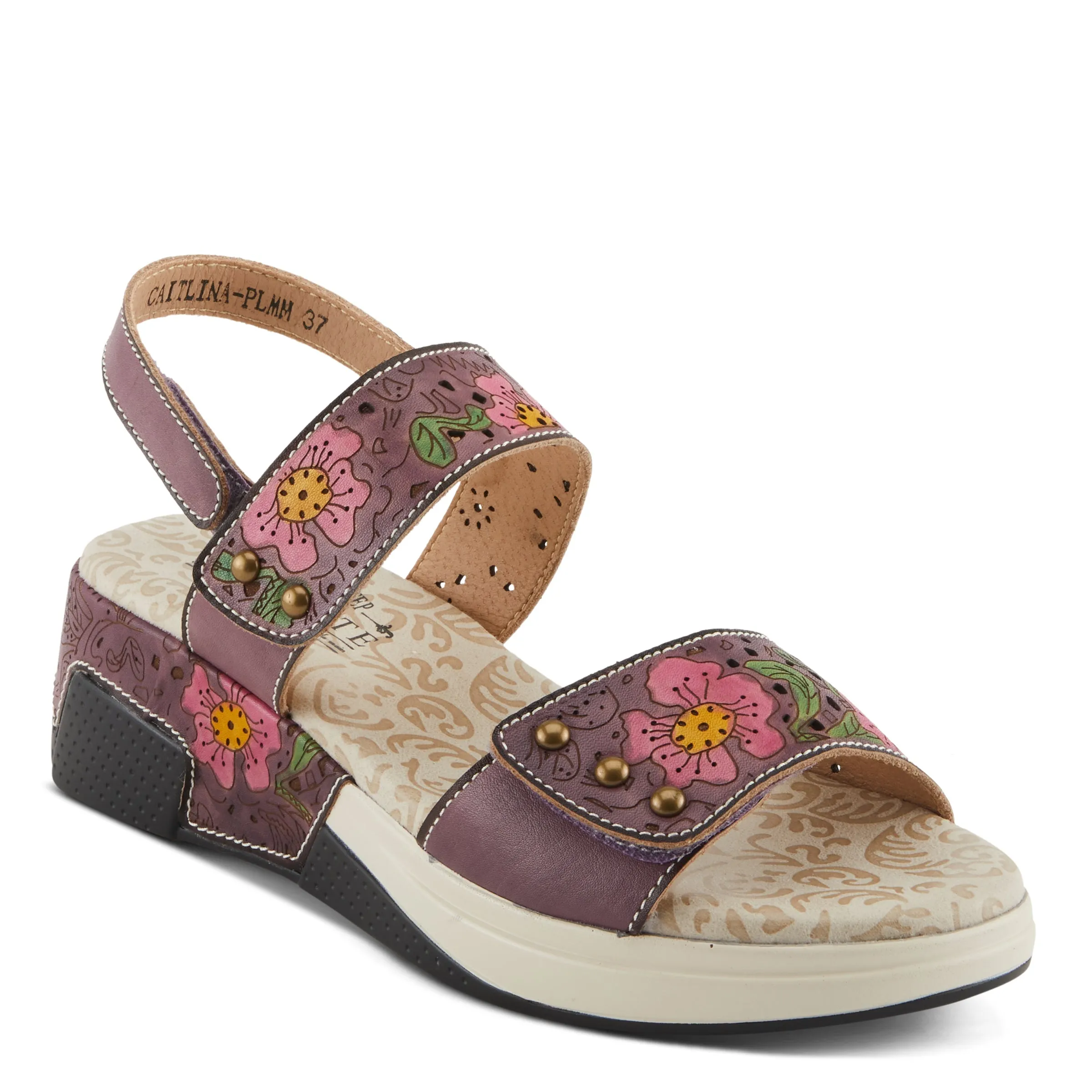 Spring Step Shoes  L'Artiste Caitlina Sandals Women's Leather Floral Design