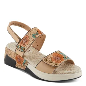 Spring Step Shoes  L'Artiste Caitlina Sandals Women's Leather Floral Design