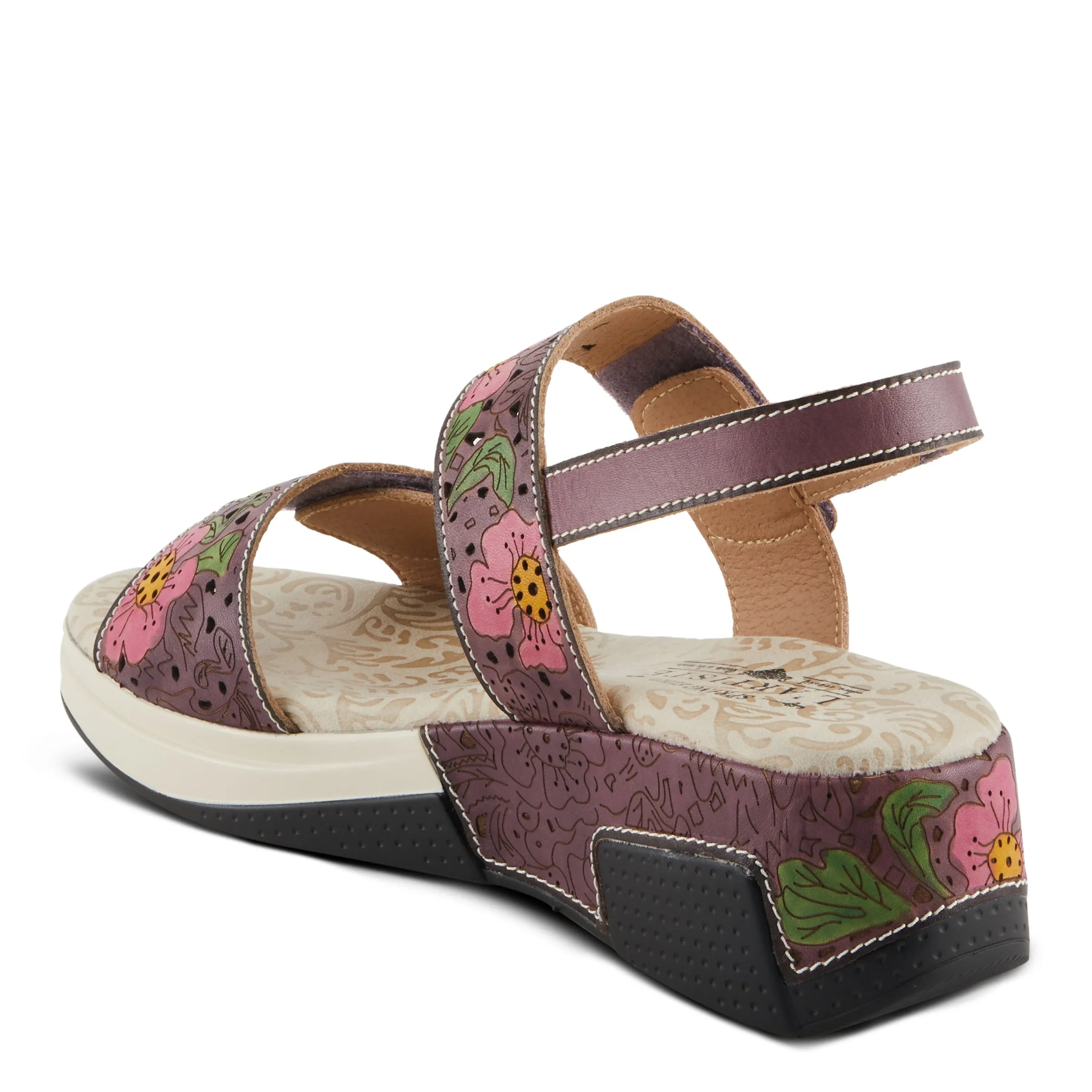 Spring Step Shoes  L'Artiste Caitlina Sandals Women's Leather Floral Design