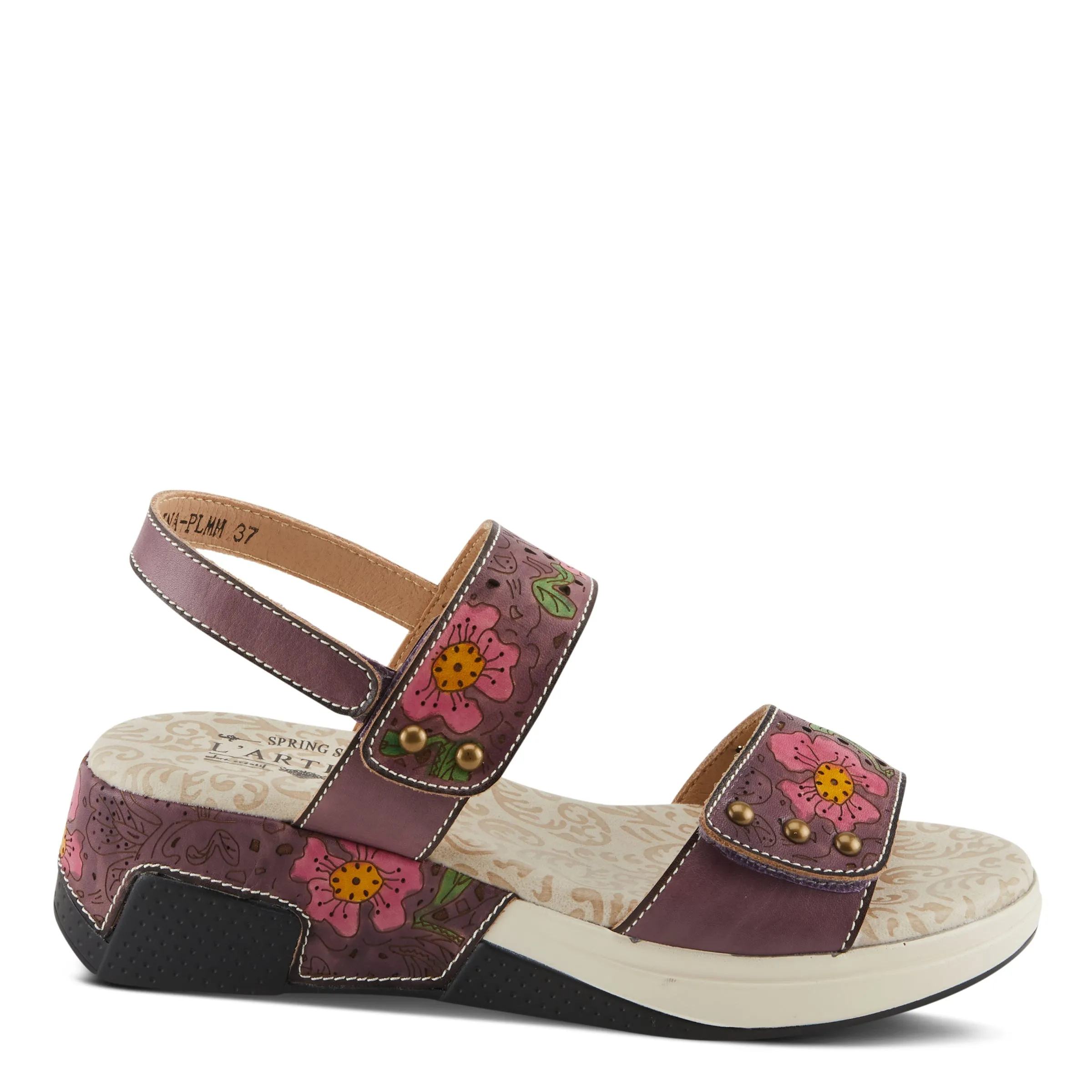 Spring Step Shoes  L'Artiste Caitlina Sandals Women's Leather Floral Design