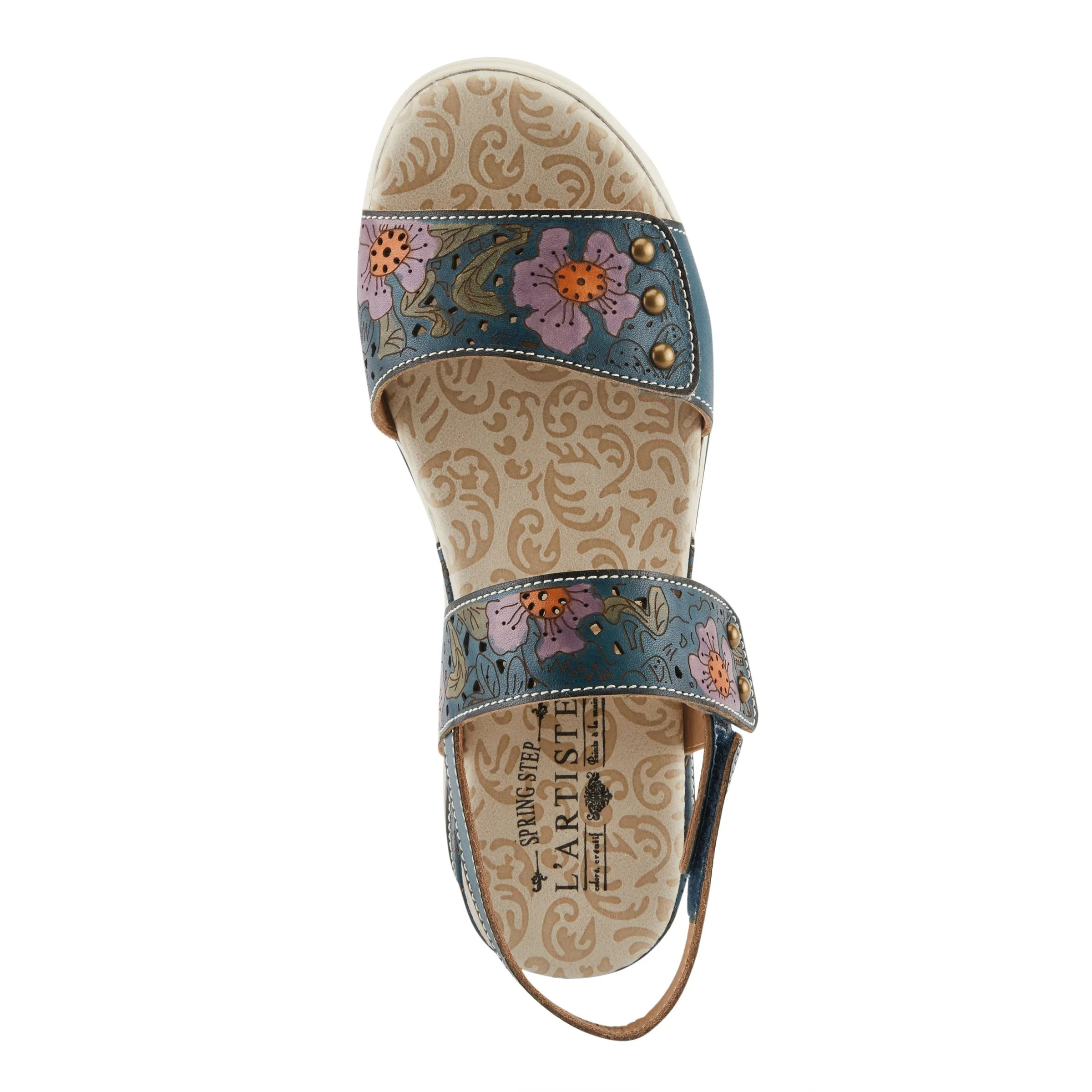 Spring Step Shoes  L'Artiste Caitlina Sandals Women's Leather Floral Design