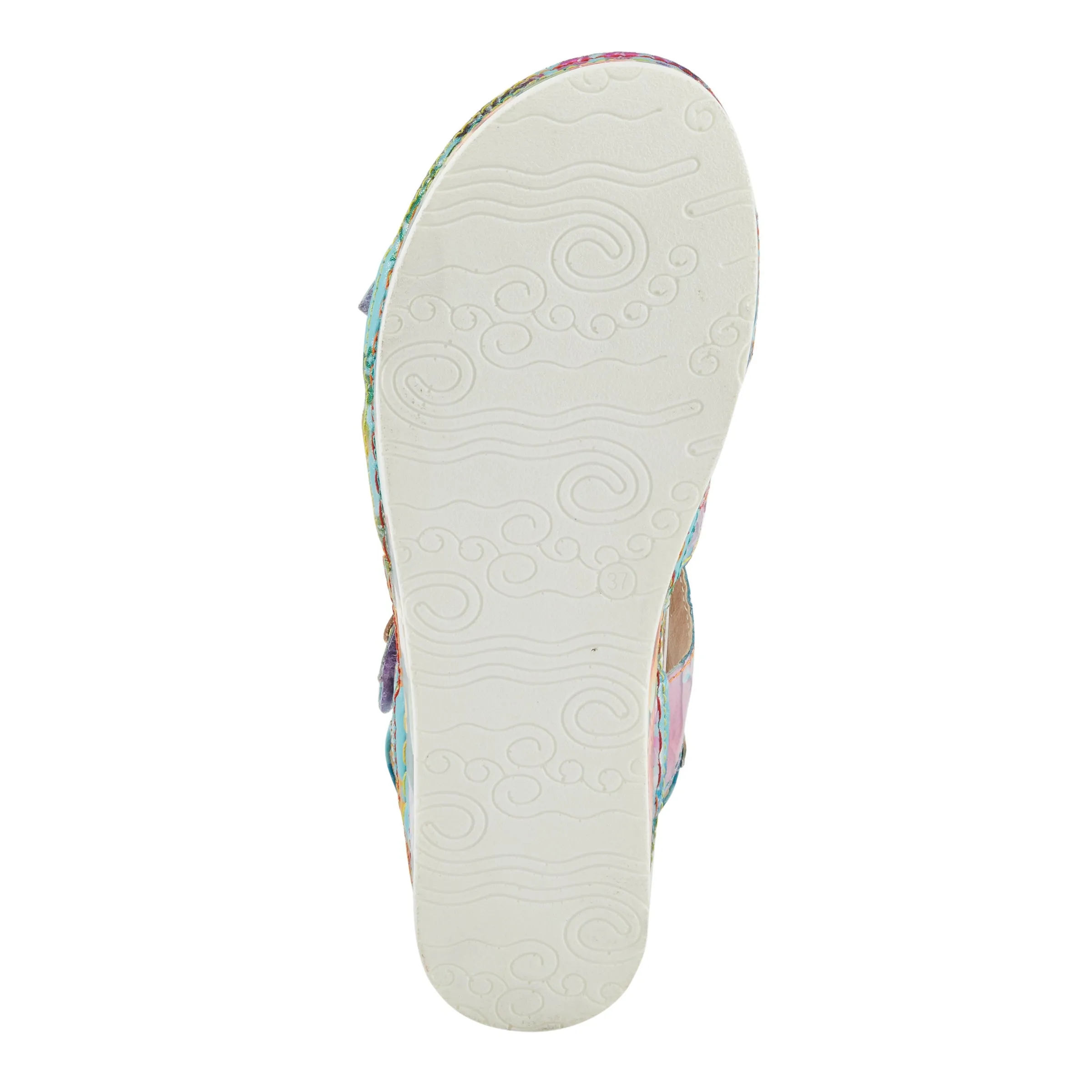 Spring Step Shoes  L'Artiste Calista Sandals Women’s Leather Floral Embellishments