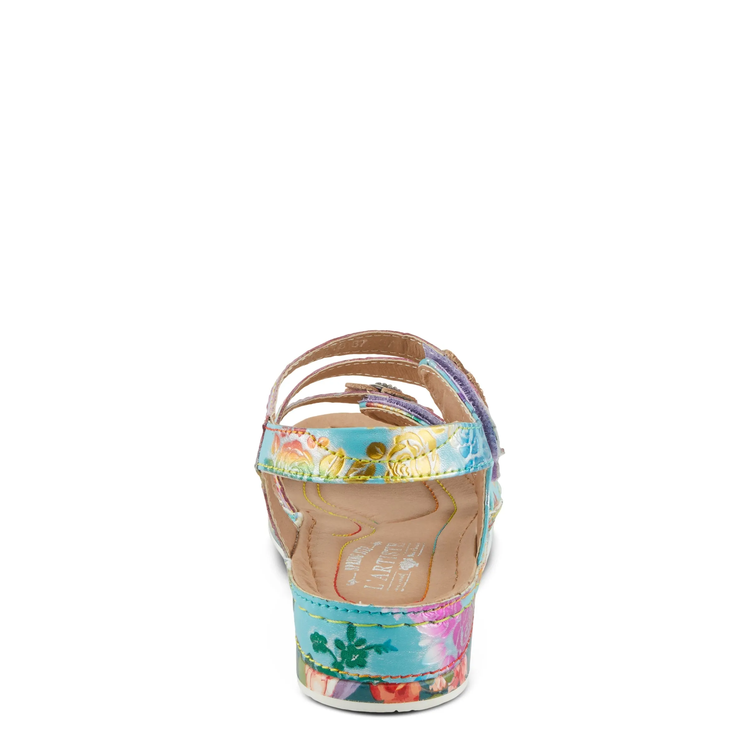 Spring Step Shoes  L'Artiste Calista Sandals Women’s Leather Floral Embellishments