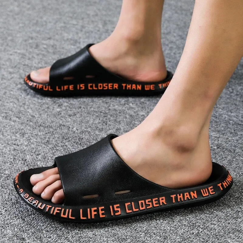 Summer Men Slippers Beach Shoes – Male Flip Flops Lightweight Fashion, New Arrival Lovers Couple Slippers, Unisex Bathroom Slides